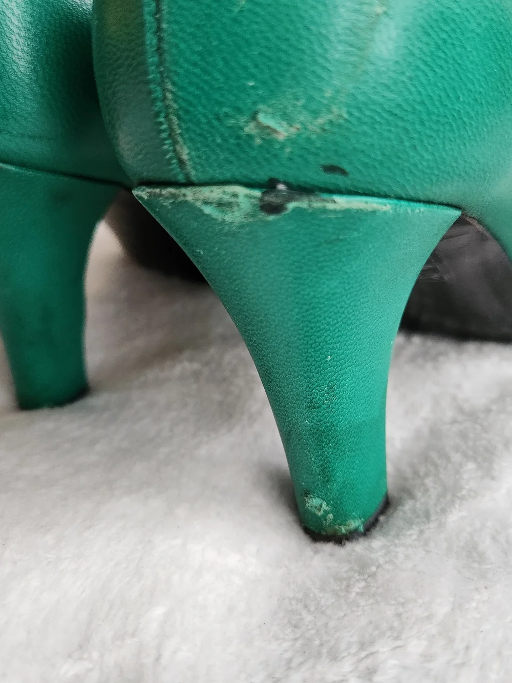 Vintage Gucci Green Leather High Heels Pumps Round Toe Shoes Size 38 US 8 - Picture 6 of 16